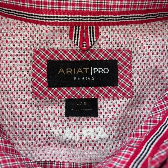 Ariat Pro Series Short Sleeve Button Down Shirt Men’s Large Red Plaid - Picture 8 of 8
